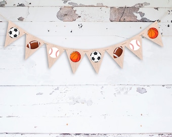 Estandarte deportivo, estandarte de béisbol de cartulina, decoraciones de fútbol, decoración de fiesta de béisbol, fiesta de cumpleaños de baloncesto, decoración de fútbol imprimible