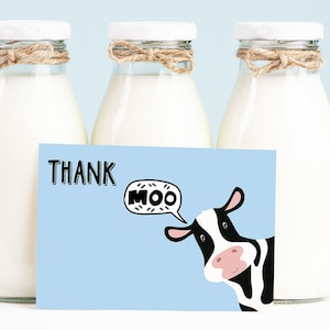 Custom Cow Themed Card, Moo Greeting Card, Thank Moo Note Printable
