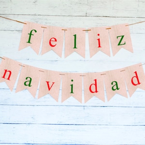 Feliz Navidad Banner, Christmas Burlap Banner, Merry Christmas Burlap Banner, Christmas Decor, Holiday Decor Printable