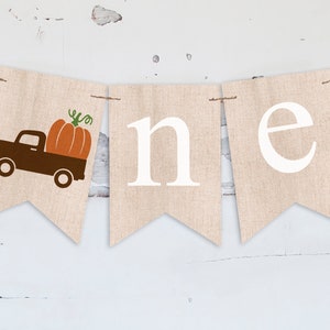 Fall 1st Birthday Decor, Truck & Pumpkin One Banner, First Birthday Banner, Pumpkin First Birthday Party Decor, Pumpkin Patch Printable