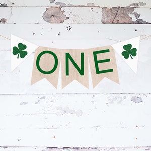 Shamrock First Birthday Banner, St Patrick's Day 1st Birthday Sign, St. Patrick's Party Garland Printable