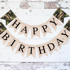 Camouflage Happy Birthday, Army Military Birthday Party Decor, Camouflage Birthday Party Decor, Camo Banner, Military Birthday Printable
