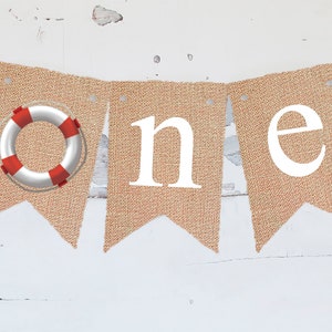 Nautical First Birthday Banner, Nautical Highchair Banner, Nautical Banner, Nautical One Year Old Banner, Nautical Burlap Banner Printable