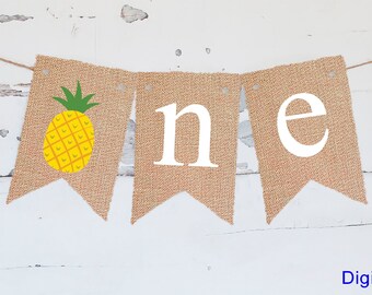 Pineapple Party Decor, Pineapple 1st Birthday Decoration, Pineapple Birthday Banner, Pineapple Highchair Banner, 1st Birthday Prop Printable