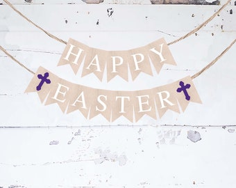Happy Easter Banner, Easter Burlap Banner, Easter Banner Printable