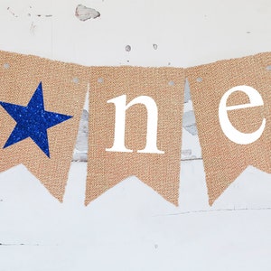 Navy Blue Star One Banner Printable