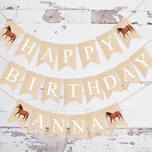 Horse Happy Birthday Personalized Banner, Horse Birthday Party Decorations, Personalized Pink Horse Banner, Happy Birthday Banner, Printable
