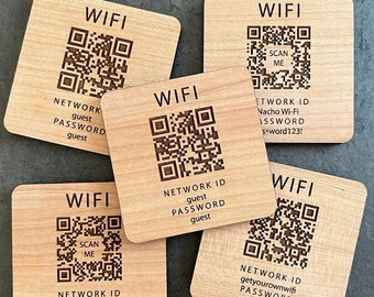 WiFi Password Sign with QR Code - Scannable Guest WiFi Magnet - Scannable QR Code