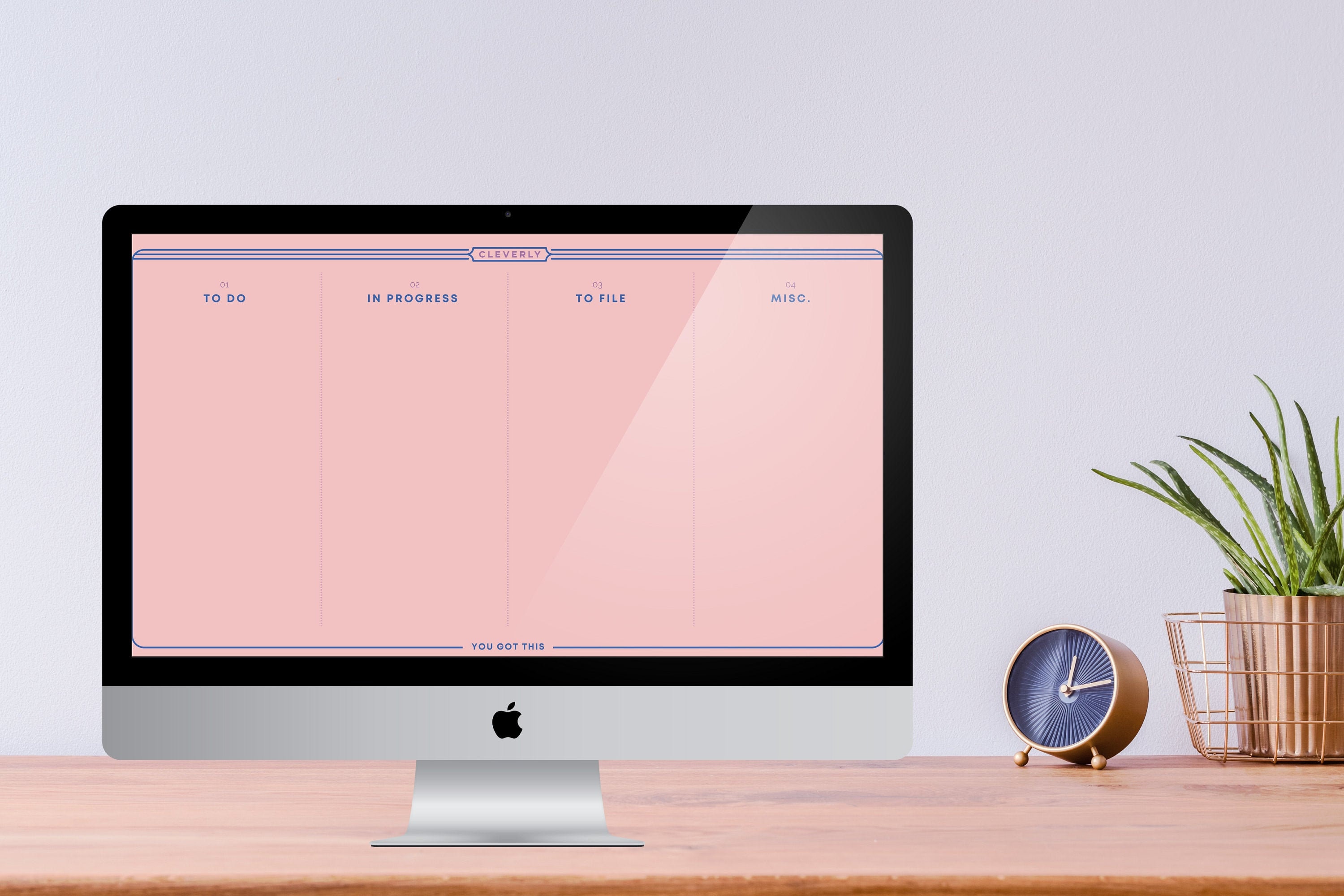Desktop Organizer Wallpaper pink minimalist aesthetic Mac Etsy