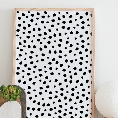 Polka Dot Print Quote Black and White Polka Dot Wall Art Etsy
