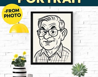 Custom Caricature Portrait – Hand-Drawn Line Art, Personalized Gift