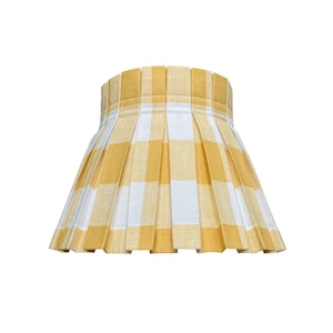 Box Pleat Yellow Plaid Lampshade | 100% Cotton