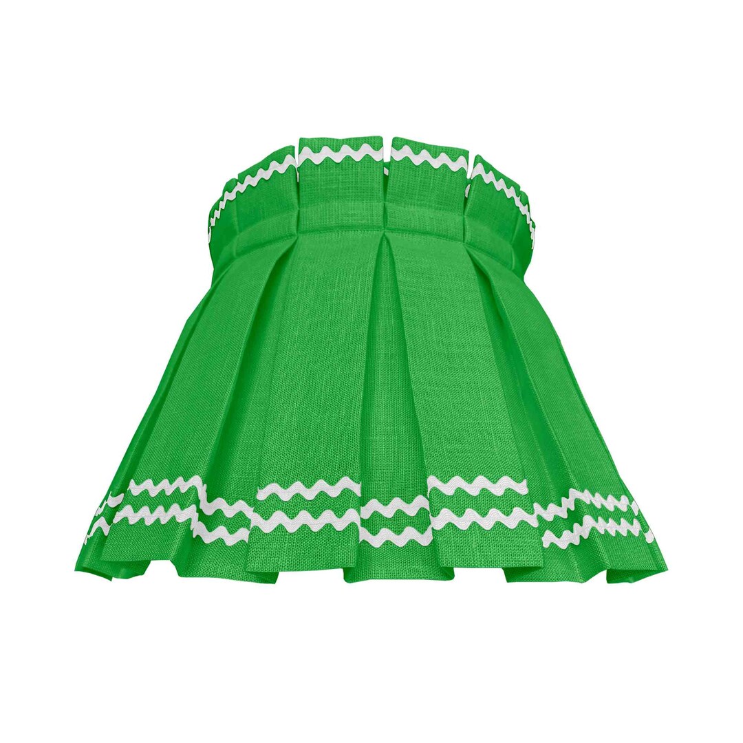 Kelly Green Ric Rac Box Pleat Kelly Green Lampshade | White Ric Rac Trims | 100% Classic ...