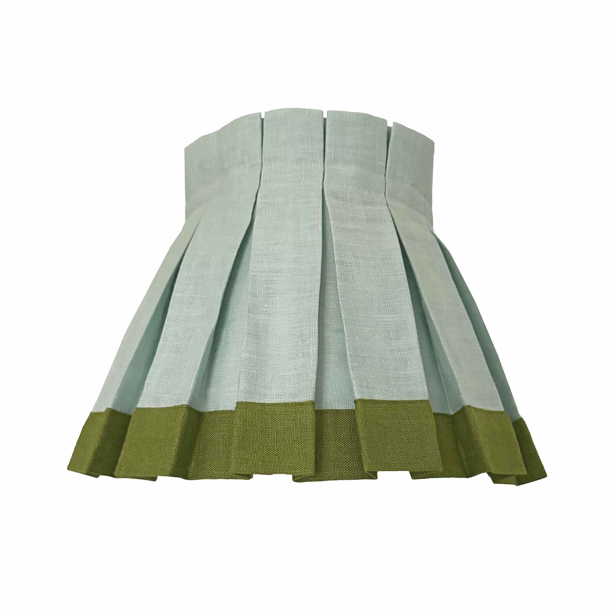 Box Pleat Colorblock Seafoam & Forest Lampshade | 100% Linen