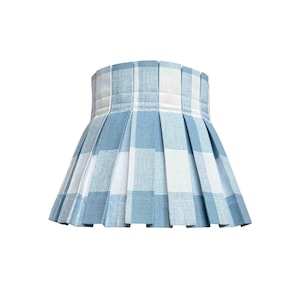Box Pleat Blue Plaid Lampshade | 100% Cotton