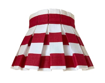 Box Pleat Red Stripe Lampshade | 100% Cotton
