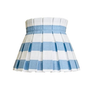 Box Pleat Blue & White Stripe Lampshade | 100% Cotton