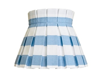 Box Pleat Blue & White Stripe Lampshade | 100% Cotton