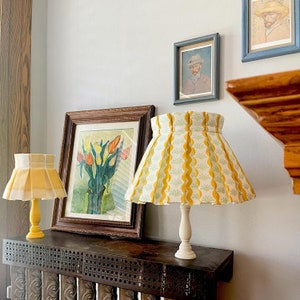 Box Pleat Tuscany Yellow Floral Motif Lampshade | Linen-Cotton Blend