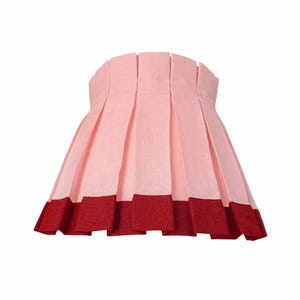 Box Pleat Colorblock Pink & Red Lampshade | 100% Linen