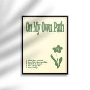 Op mijn eigen pad muurprint, retro wanddecoratie, digitale downloadprint, downloadbare prints, grote afdrukbare kunst