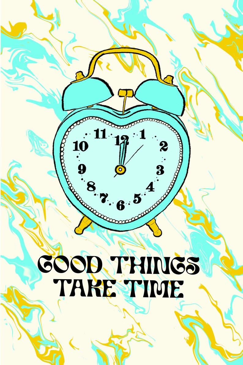 Trendy good Things Take Time Wall Art Print, Aesthetic Wall Art, Retro