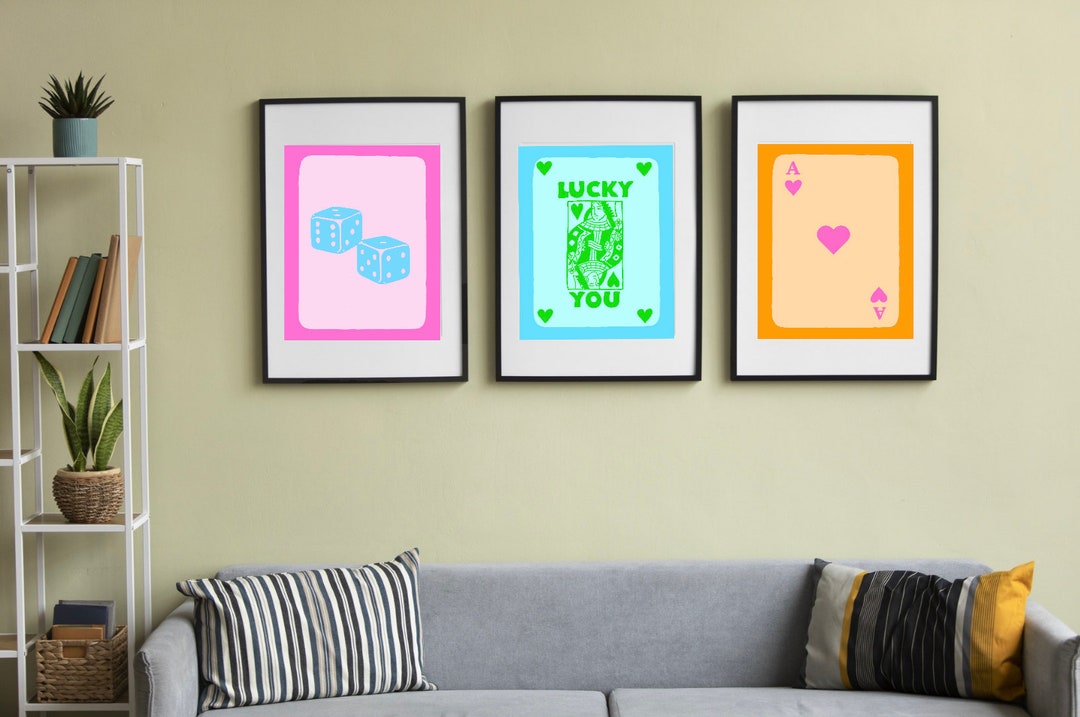 Trendy Retro Wall Art Print Set of 4 Colorful Trendy Wall Art Etsy