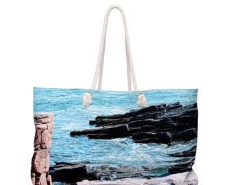 Rocky Outcropping at Thunder Hole Weekender Bag | Acadia National Park | Bar Harbor | Maine Trip | Weekend Bag | Ocean Photography | Sea