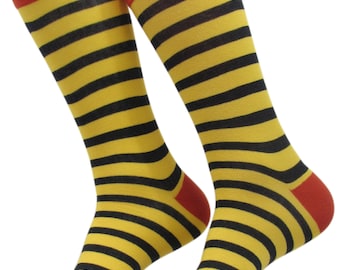Striped Best Men's Red / Yellow / Black Mid-Calf Cute Funky Colorful Cotton Dress Socks Active