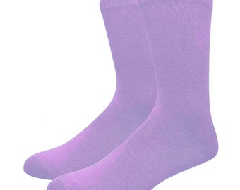 Men's Solid Lavender Cotton Dress Socks Assorted Plain Dress Socks