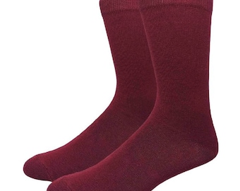 Men's Solid Cardinal Cotton Dress Socks Assorted Plain Dress Socks, Multi-Colors