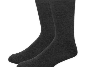 Men's Solid Charcoal Cotton Dress Socks Assorted Plain Dress Socks Active