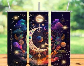 天の月、星座、月、星座タンブラー、20 オンス ストレート タンブラー、30 オンス タンブラー