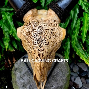 Carved Goat Skull, OrigInal Goat Skull Mandala Carving