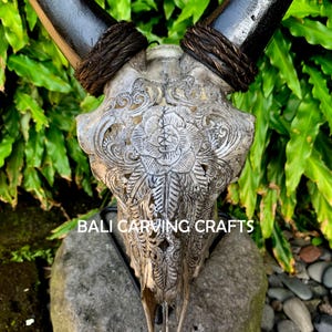 Goat Skull Carved, OrigInal Goat Skull Carving, Rose Flower
