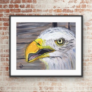 Bald Eagle - ORIGINAL Hand painted Oil Painting 8x10 on Stretched Canvas, nature art, home decor, wall art, woodland animals, raptor