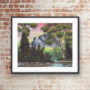 Original Landscape Oil Painting on Canvas, Large Modern Wall Art, Living room Wall Decor, Colorful Forest Painting, Mountain Art Home Decor