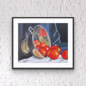 Red Tomato Bounty Basket Canvas Print of Original Pastel Painting, Kitchen Art, Tomato Print, Food Art, Chef, Vegetable Art, Gardener Gift