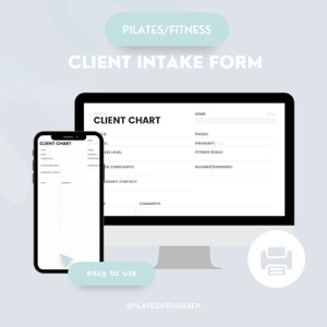 Pilates & Fitness | Minimalistic Client Intake Form + Chart | Class Session Tracker with Notes