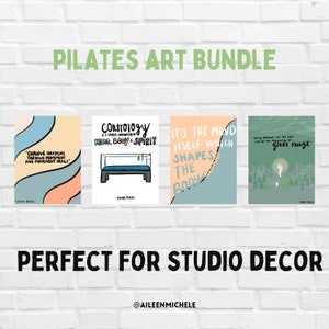 Pilates Art Bundle: 4 Printable Wall Posters Perfect For Pilates Studios and Spaces | Joseph Pilates Quote Wall Decor