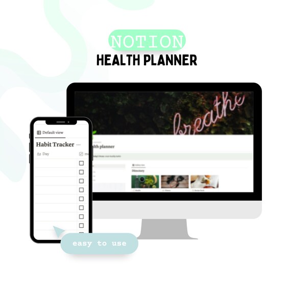 Notion Health Planner Template: Customizable Habit Tracker - Etsy