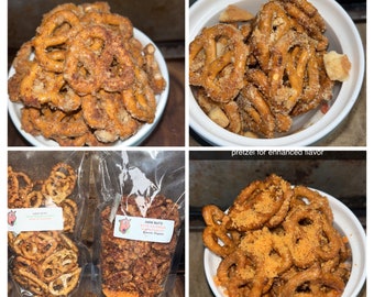 Aww Pretzels 3oz, pretzel, pretzel gift, chocolate pretzels, homemade, snack, pretzel party favor, spicy, Valentine, Mardi Gras flavors.