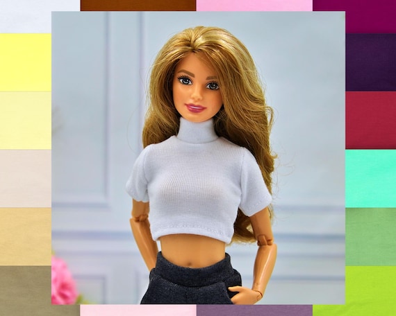 Short-sleeved turtleneck blouse for dolls, realistic clothes for 1/6 scale  dolls, many colors to choose from! Regular, petite, curvy doll