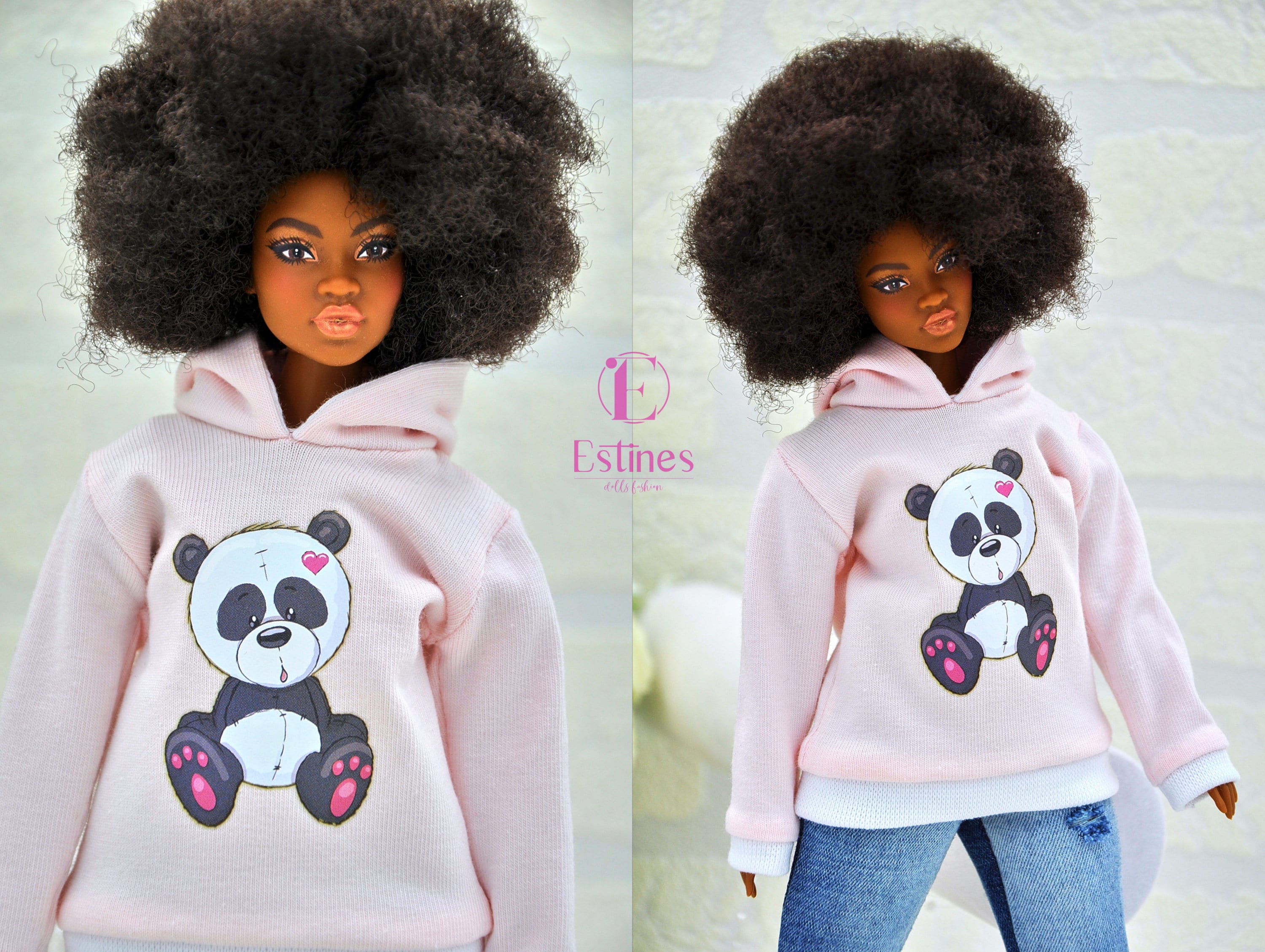 Fashion 1/6 Black Doll Afro Thick Lips Joints Move Ethnic Clothes