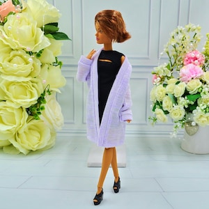 Knitted cardigan for petite doll, sweater realistic clothes for 1/6 scale dolls