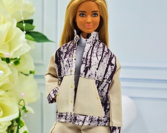Doll Bomber Jacket: 1/6 Scale, 11.5 inch Doll Clothes