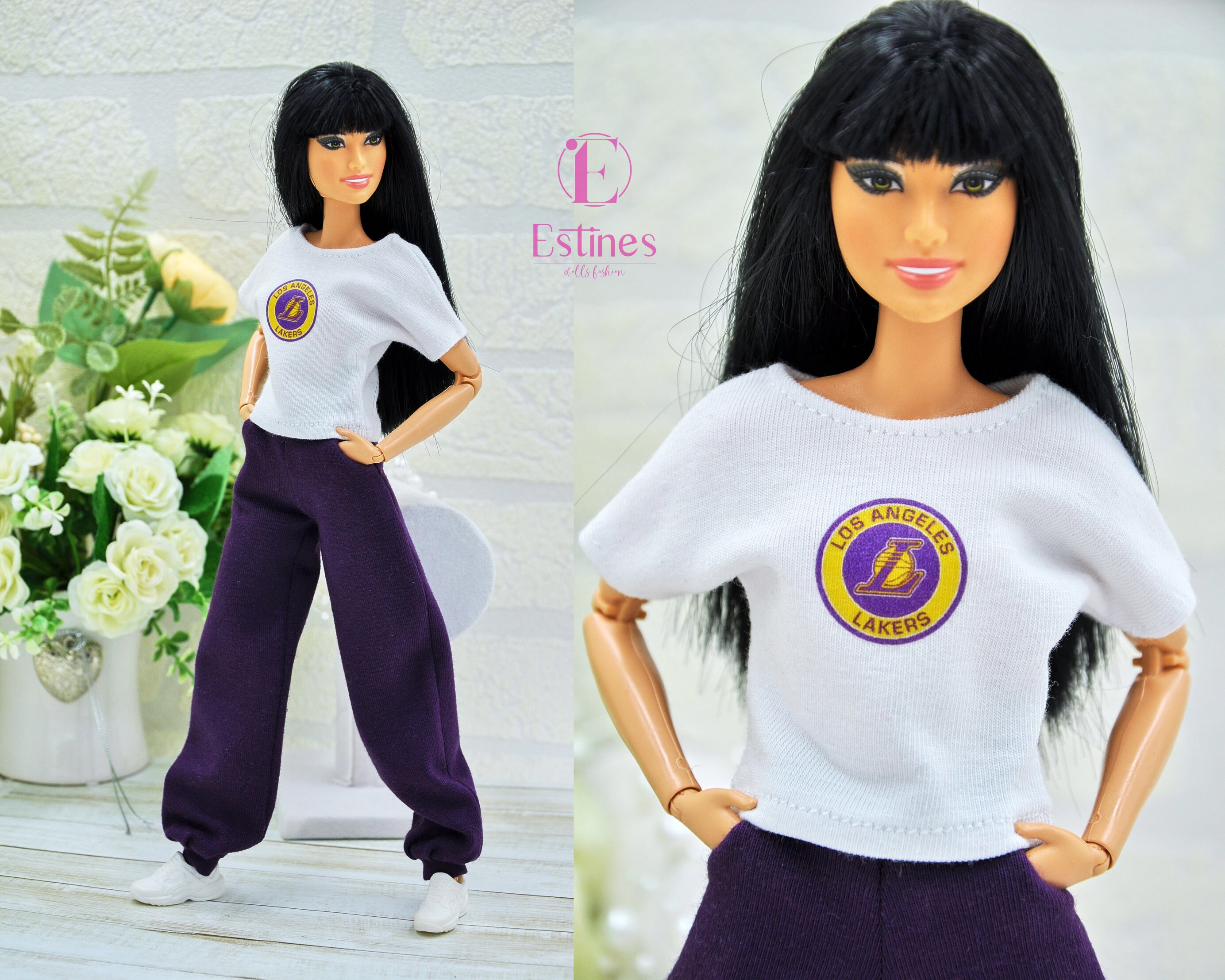Barbie habit ken Short violet + T-shirt bleu poupée HBV41