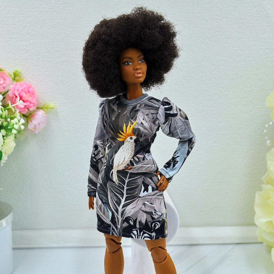 Long-sleeved Dress for 1/6 Scale Curvy Dolls, Realistic Clothes for 11 ...