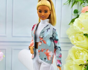 Floral Doll Jacket, Classic Fit, 11.5 inch Doll Clothes