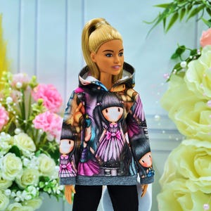 Sweet hoodie for dolls,  realistic clothes for 1/6 scale doll, sweatshirt with digital print, doll print